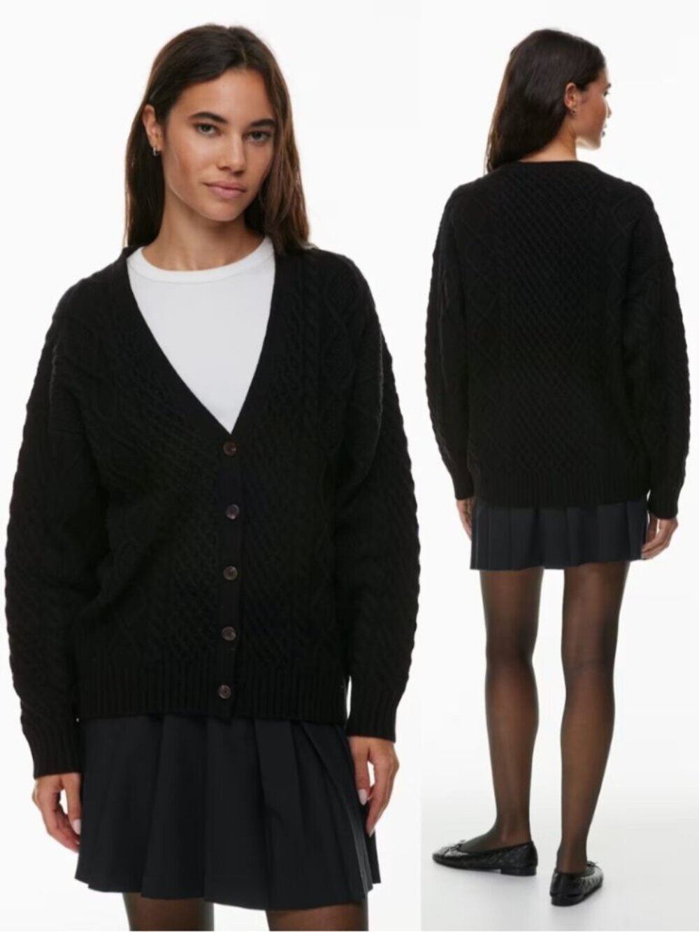 Sunday Best Merino Wool Cotton Blend Cable Knit Peggy Cardigan